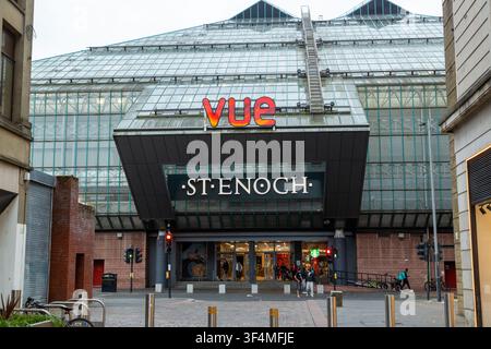 The St. Enoch Centre entrance in Glasgow, Scotland, featuring a distinct glass-roofed structure Stock Photo