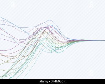 Abstract vibrant wave lines with smooth flowing motion and neon-inspired color palette Stock Vector