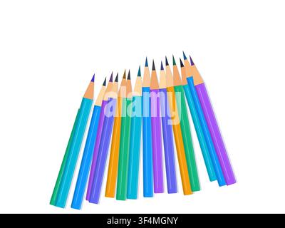Vector collection of colored pencils arranged in a playful scattered composition Stock Vector