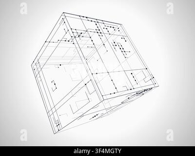 Wire Cube vector background with decorative geometric detail for microstock and commercial design projects. Stock Vector