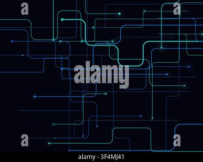 Decorative circuit line dots illustration for web banners, creative layouts, and modern visual branding. Stock Vector