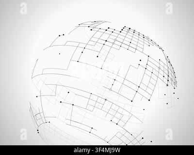 Decorative tech globe illustration for presentation covers, creative layouts, and modern visual branding. Stock Vector