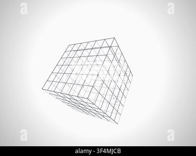 Decorative wire cube illustration for marketing layouts, creative layouts, and modern visual branding. Stock Vector