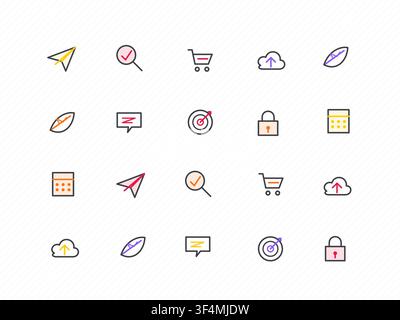 Decorative icon sets illustration for packaging accents, creative layouts, and modern visual branding. Stock Vector