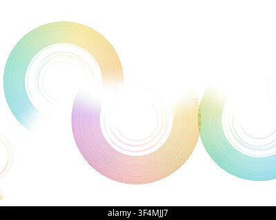 Minimal geometric ring composition with pale transparency effects and clean linked circular arcs Stock Vector