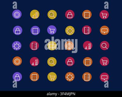 Icon Sets vector background with crisp scalable linework for microstock and commercial design projects. Stock Vector