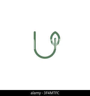 Minimalist Letter U With leaf Logo Design Stock Vector