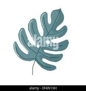 Tropical monstera leaf vector illustration isolated on white background Stock Vector