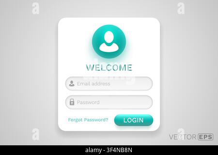 Modern UI login form with user icon, featuring fields for email address and password, and a Login button. Vector illustration Stock Vector