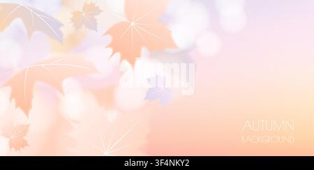 Vector blurred fall maple leaves background. Abstract smooth pastel foliage design template with empty space. Elegant seasonal marketing backdrop for Stock Vector