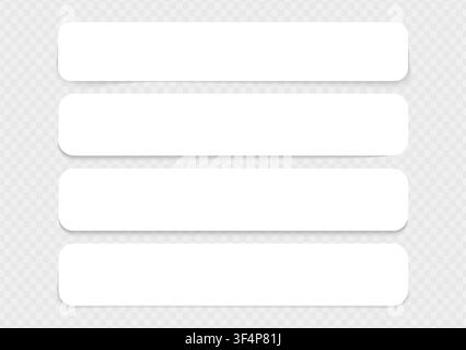 Shadow vector rectangle paper divider. Strips lines paper notes with realistic overlay effect. 3d page frame for text or title. Stock Vector