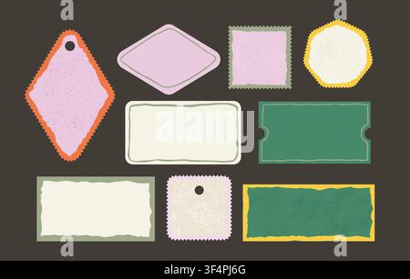 Retro Label Frame Vector Set Blank Tag Sticker Badge Collection Stock Vector