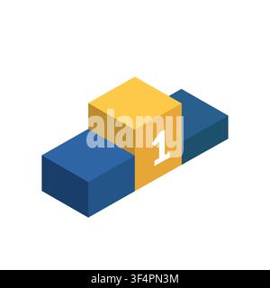 Isometric Winner Podium Vector Illustration with Number One Stock Vector
