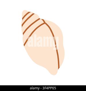 Flat beige conch seashell vector illustration. Cute ocean marine shell element for summer beach designs, coastal decor, and tropical aesthetic prints Stock Vector