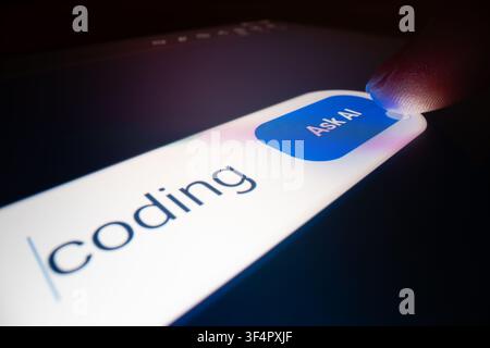 Macro shot of using artificial intelligence for coding Stock Photo