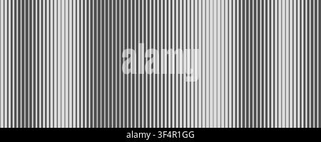 Thin to thick line metal gradation background. Grey striped halftone gradient texture. Repeated parallel strip wallpaper for banner, poster. Vector fade vertical stripe steel backdrop. Doppler concept Stock Vector