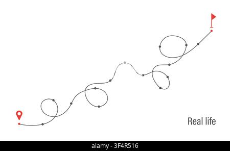 Plan B concept. The path from point A to point B. Real life. Vector illustration Stock Vector