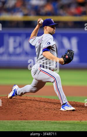 Texac Rangers Texas Rangers pitcher MacKenzie Gore throws to the New York Mets during ...