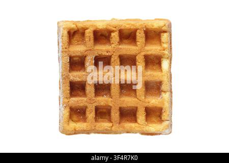 Square waffle cookies isolated on a white background. Sweet pastries close-up. Stock Photo