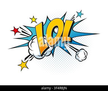 Lol comic pop art effect speech bubble with clouds Stock Vector