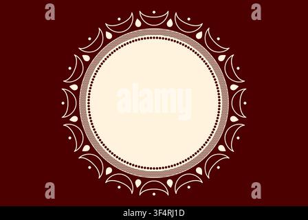 Circle frame with scalloped edges on embroidery theme. Stock Vector