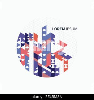 Modern composition blends triangles and parallelograms with vibrant overlays ideal for posters branding and digital art projects Stock Vector