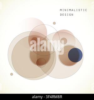 Vector abstract background with gradient and geometric circular overlays. Minimal layout and muted tones create aesthetic perfect for digital design Stock Vector