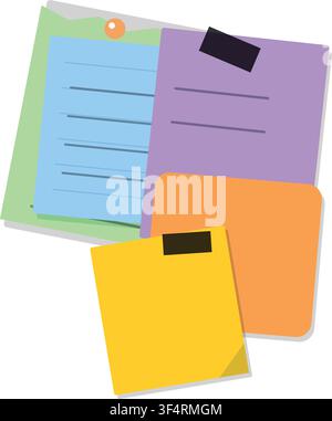 Stacked paper memo collection vector illustration isolated on white background Stock Vector