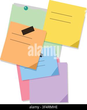 Colorful sticky notes vector illustration isolated on white background Stock Vector