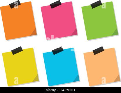 Blank square sticky notes vector illustration isolated on white background Stock Vector