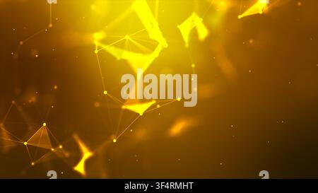 Abstract background Dot and connect line for cyber technology futuristic and network connection concept with dark and grain processed wide screen rati Stock Photo