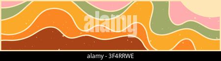 Zebra groovy banner with pink and green waves. Stock Vector