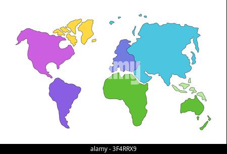 World continents map 2D vector illustration Stock Vector