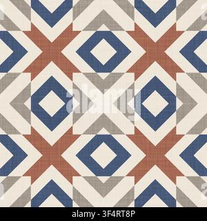 Southwestern aztec tribal geometric pattern. Bohemian style neutral colored tapestry rug background, seamless pattern. Stock Photo