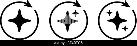AI star refresh icon. Round regenerate arrow line icon. Digital reset artificial intelligence design infographic pictogram. Refresh generate prompt Stock Vector