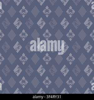 Seamless navy diamond pattern with medallion details for decor Stock Vector