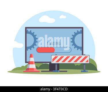 Software update and system maintenance. Loading progress bar status, website under construction, application upgrade, digital development installation Stock Vector
