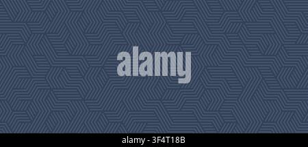 Seamless geometric line pattern on dark blue background, abstract art deco elegant maze vector texture. Intricate modern wallpaper, graphic element Stock Vector