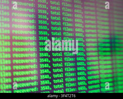 Close-up of file recovery process displayed on computer screen Stock Photo