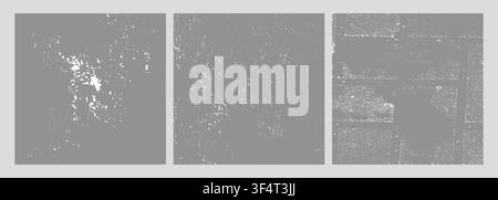 Grunge texture set with cracked, speckled, blotchy, and streaked surfaces. Perfect for overlays, posters Stock Vector