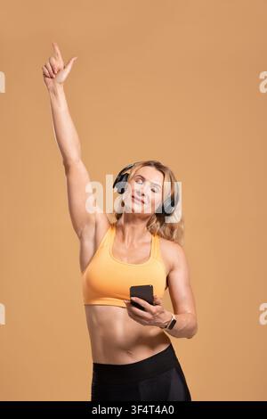 Win in race, triumph, euphoria and motivation for sport Stock Photo