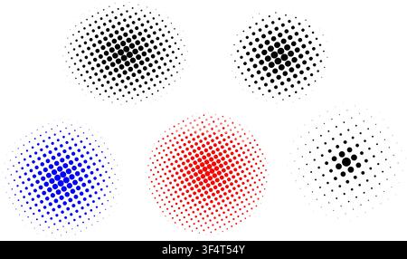 Halftone Dot Gradient Circle Background Set for Graphic Design Print Branding Technology Vector Pack Stock Vector