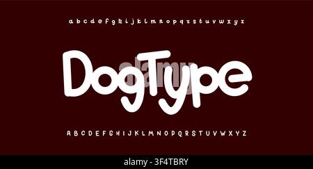 Playful rounded font alphabet, white uppercase, lowercase letters. Cute DogType typography, kids branding, logos, posters, packaging. Friendly display Stock Vector
