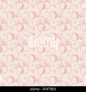 Minimalist Garnet Line Art Seamless Pattern Stock Vector