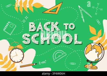 School background with autumn leaves. Flat vector illustration for education, classroom, student lifestyle, seasonal learning. Stock Vector
