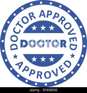 Blue doctor approved rubber stamp vector badge Stock Vector