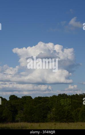 Cumulus Clouds over central Oklahoma cross timbers Stock Photo