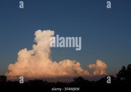 Cumulus Clouds over central Oklahoma cross timbers Stock Photo