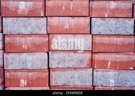 Stacked concrete paving blocks Stock Photo