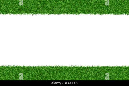 Grass border background. Realistic green lawn frame with copy space. Fresh nature template for spring, eco, garden, sport or outdoor design. Green Stock Vector
